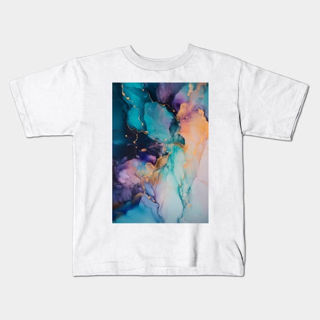 Ultraviolet Utopia - Abstract Alcohol Ink Art Kids T-Shirt by inkvestor